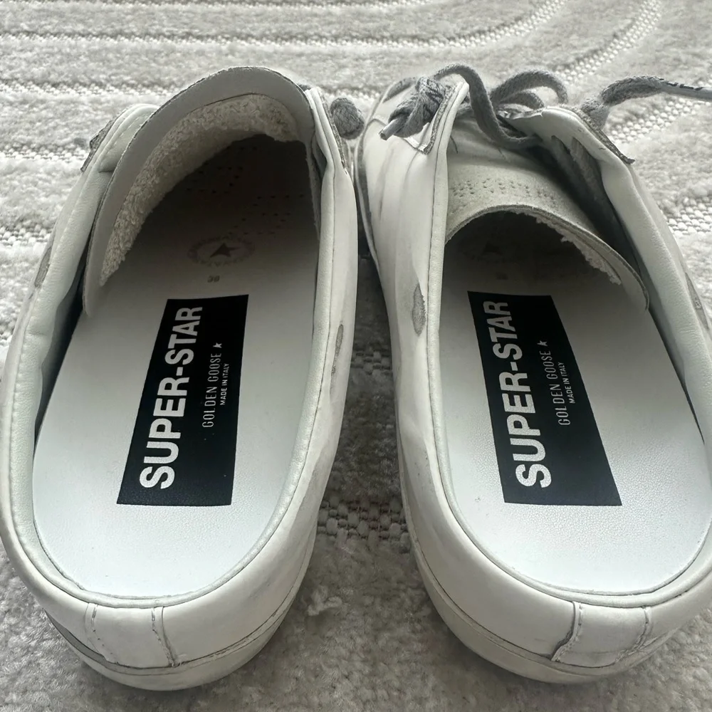 Golden Goose White and Gray Sneakers with Pink Glitter - Picture 3 of 6